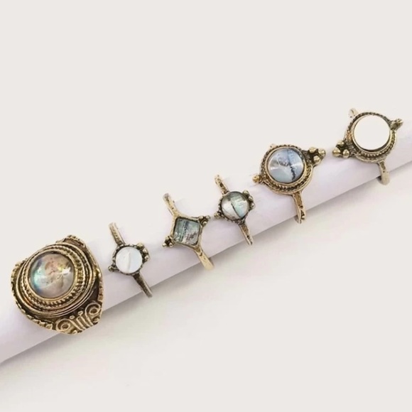 💕3/$30 6pc Vintage Geometric Midi Ring Set - Picture 2 of 4
